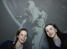 Lauren Deasy and Elanna Murphy O'Dwyer, Scoil Mhuire, Sidney Hill; inside the Space Dome.